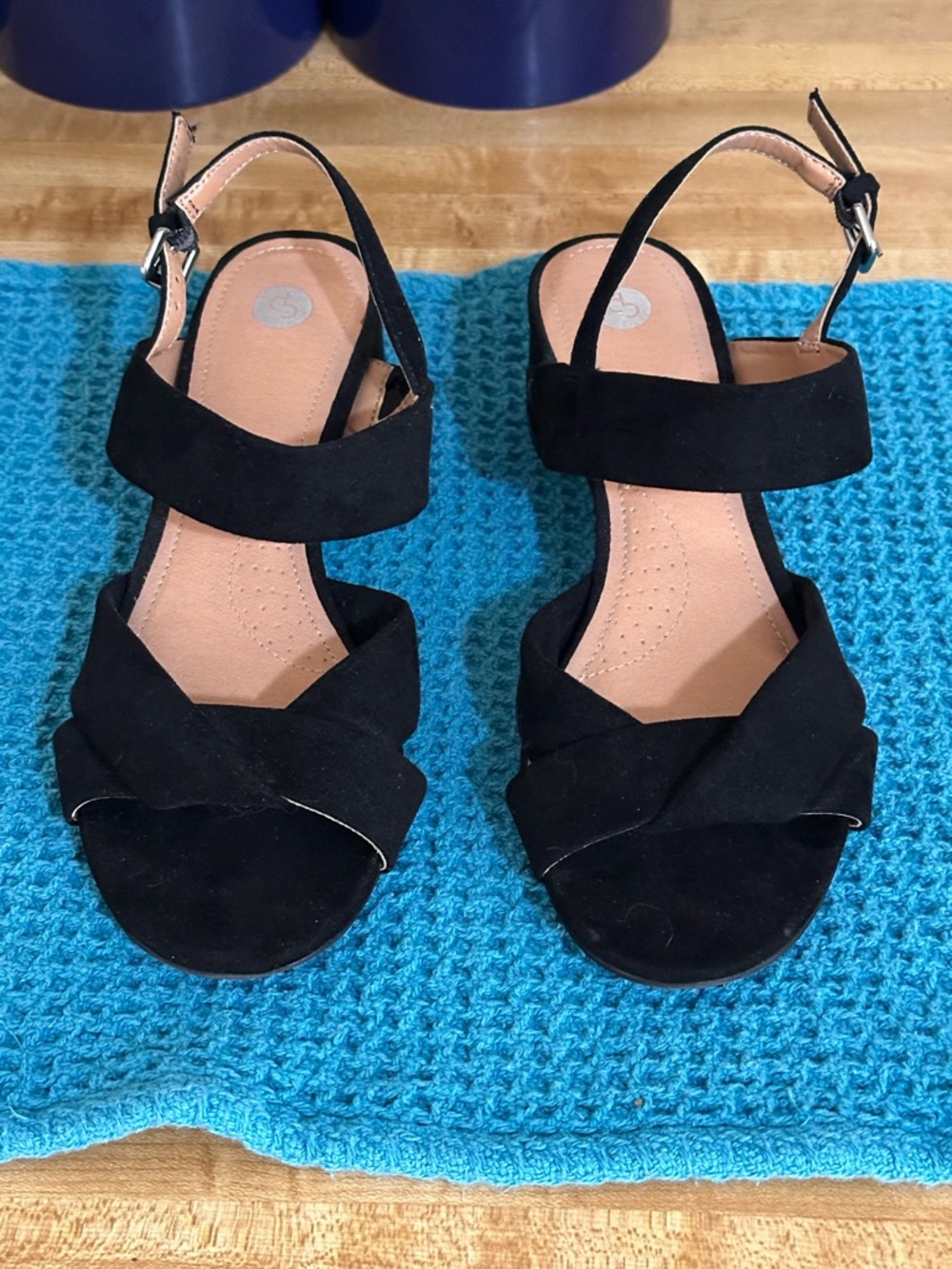 Elegant Black Suede Slingback Sandals with Ankle Strap